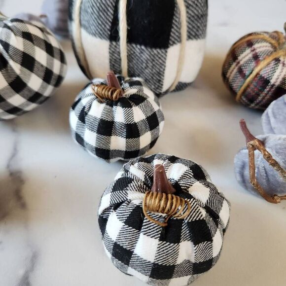 Fall Autumn pumpkin patch bundle cloth black white plaid gray velvet - Picture 2 of 6